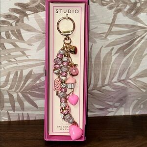 Studio Pink Heart and Cupcake Keychain